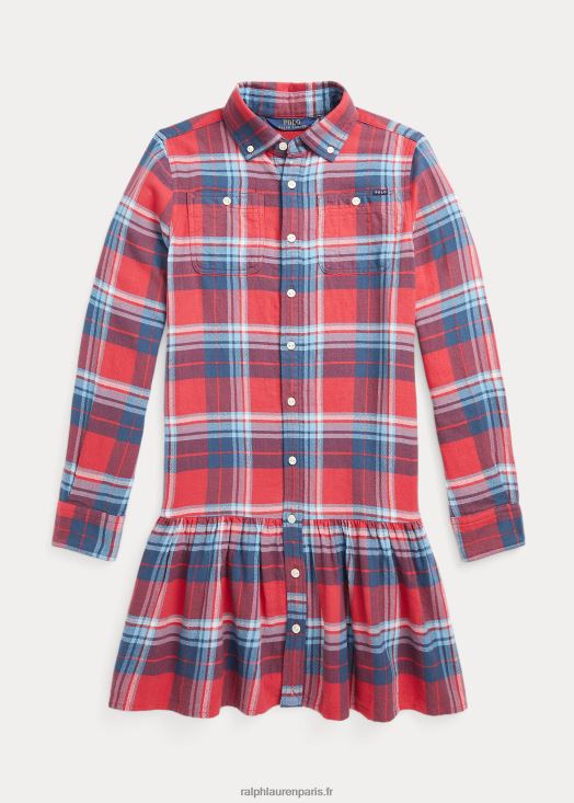 robe-chemise en sergé de coton à carreaux 46T60T7631 enfants Ralph Lauren multicolore rouge/bleu