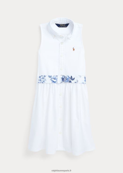 robe-chemise oxford en coton à ceinture 46T60T6810 enfants Ralph Lauren lavage de pont blanc