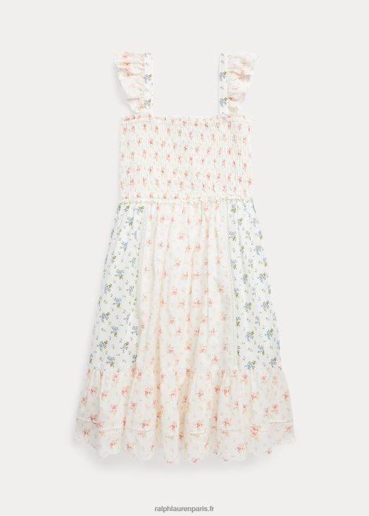 robe en batiste de coton à smocks fleuris 46T60T9978 enfants Ralph Lauren etta floral