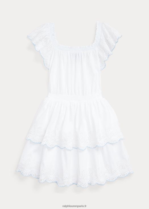 robe en jersey de coton à broderies anglaises 46T60T7059 enfants Ralph Lauren blanc