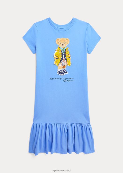 robe en jersey de coton polo bear 46T60T7137 enfants Ralph Lauren bleu de l'île du port