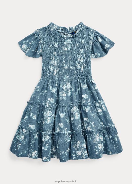 robe en jersey de coton à smocks fleuris 46T60T6812 enfants Ralph Lauren floral