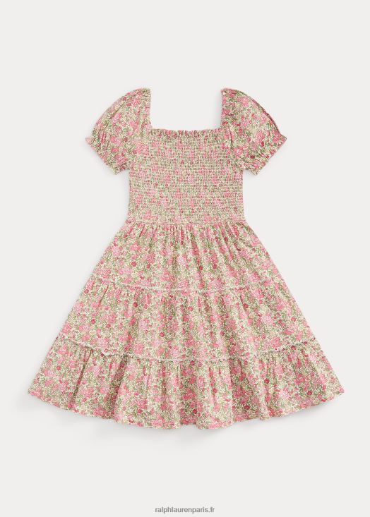 robe en jersey de coton à smocks fleuris 46T60T7523 enfants Ralph Lauren esmé floral