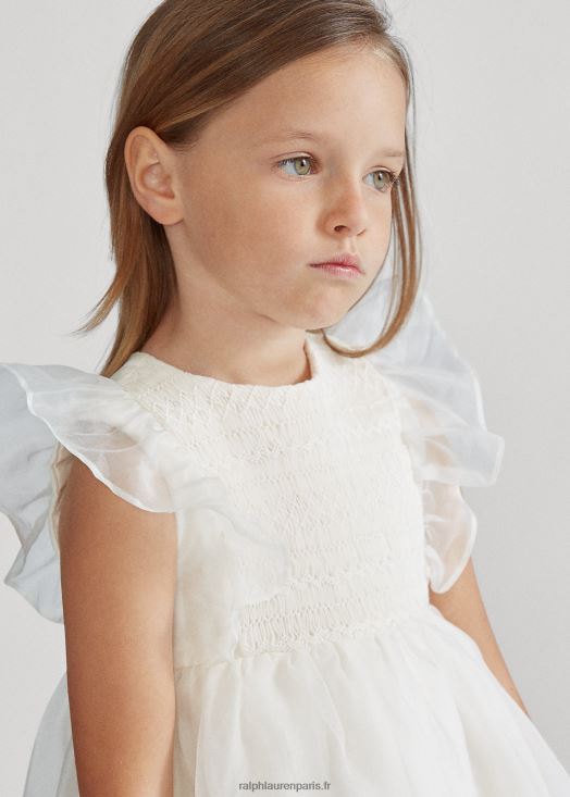 robe en organza de soie smockée 46T60T6781 enfants Ralph Lauren névis
