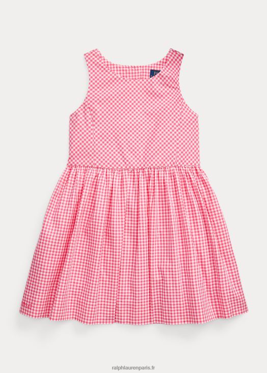 robe en popeline de coton vichy 46T60T7375 enfants Ralph Lauren rose/blanc