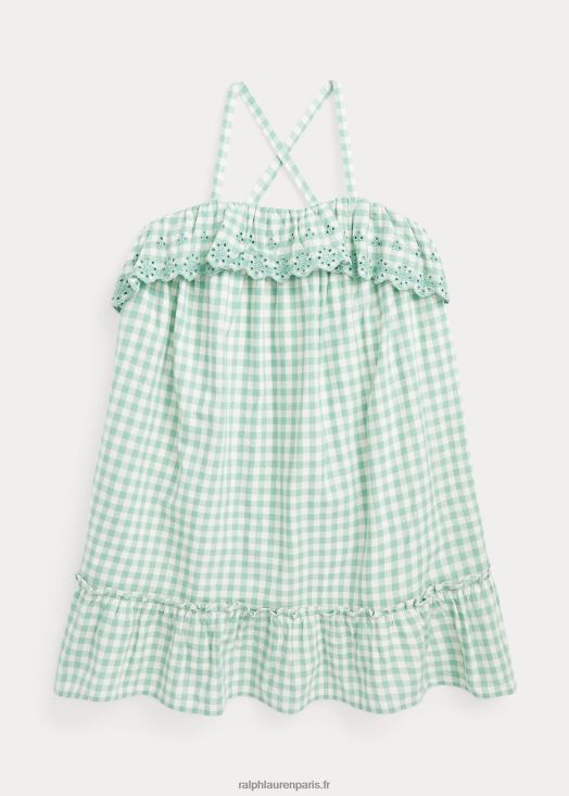 robe madras coton vichy 46T60T6827 enfants Ralph Lauren menthe délavée/blanc délavé