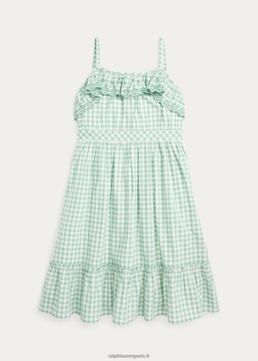 robe madras coton vichy 46T60T7064 enfants Ralph Lauren menthe délavée/blanc délavé