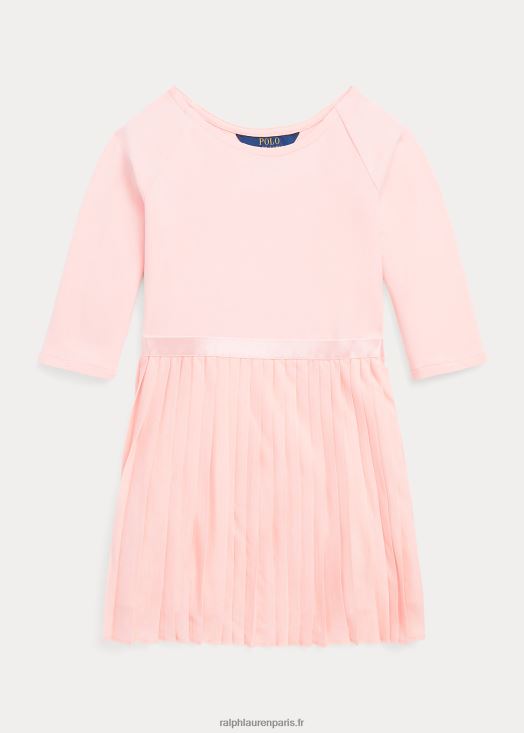 robe plissée en jersey point de Rome stretch 46T60T7422 enfants Ralph Lauren sable rose