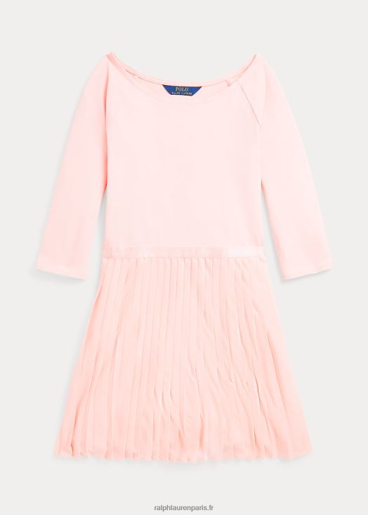 robe plissée en jersey point de Rome stretch 46T60T7598 enfants Ralph Lauren sable rose