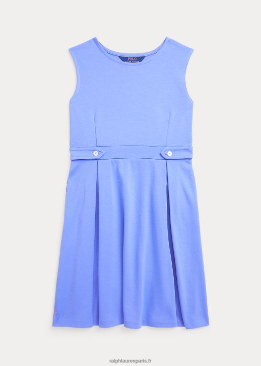 robe plissée en point de Rome stretch 46T60T7519 enfants Ralph Lauren port bleu