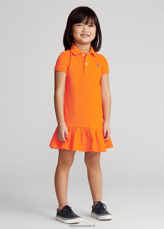 robe polo en maille de coton 46T60T6772 enfants Ralph Lauren voile orange