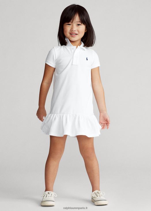 robe polo en maille de coton 46T60T6776 enfants Ralph Lauren blanc