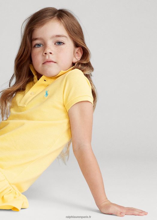 robe polo en maille de coton 46T60T6777 enfants Ralph Lauren maïs jaune