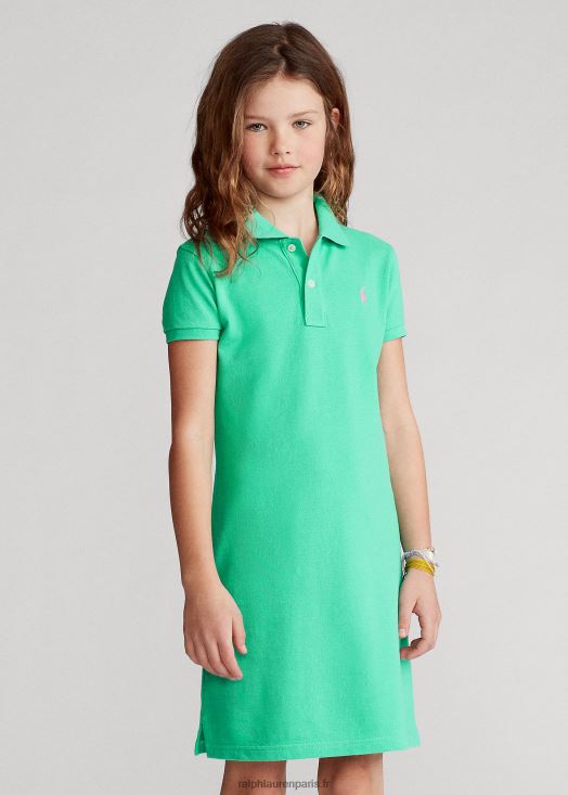 robe polo en maille de coton 46T60T7010 enfants Ralph Lauren vert coucher de soleil