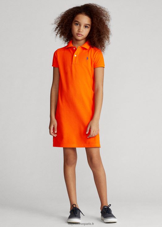 robe polo en maille de coton 46T60T7014 enfants Ralph Lauren voile orange