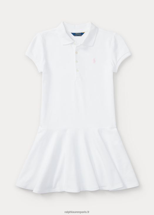 robe polo en maille de coton stretch 46T60T7033 enfants Ralph Lauren blanc