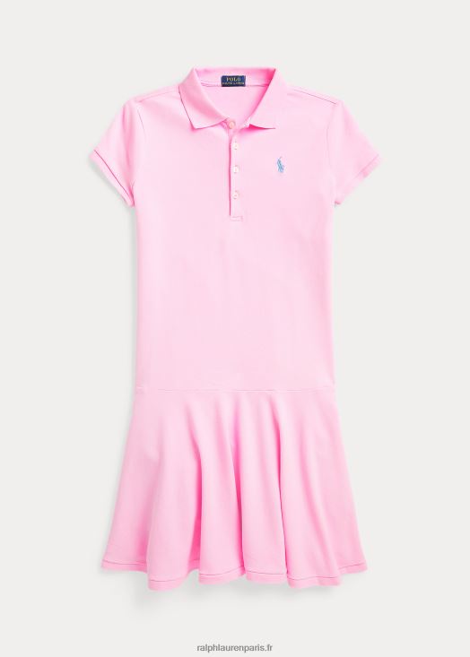 robe polo en maille de coton stretch 46T60T7035 enfants Ralph Lauren rose carmel