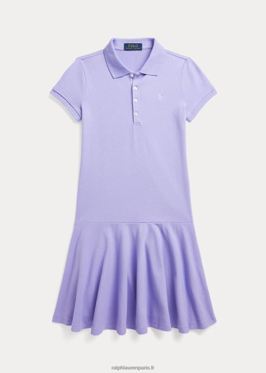 robe polo en maille de coton stretch 46T60T7036 enfants Ralph Lauren ciel lavande