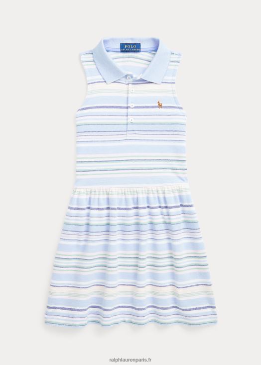 robe polo en maille oxford rayée 46T60T6806 enfants Ralph Lauren bleu bébé
