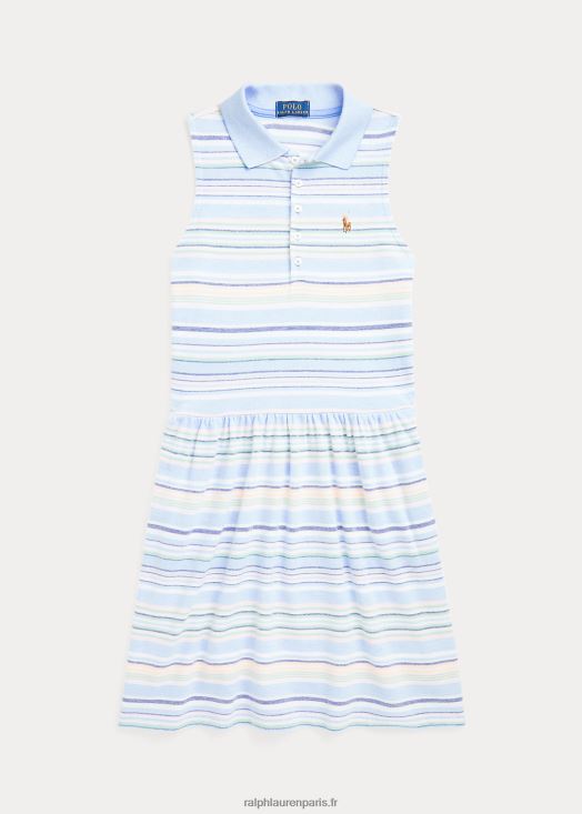 robe polo en maille oxford rayée 46T60T9982 enfants Ralph Lauren bleu bébé