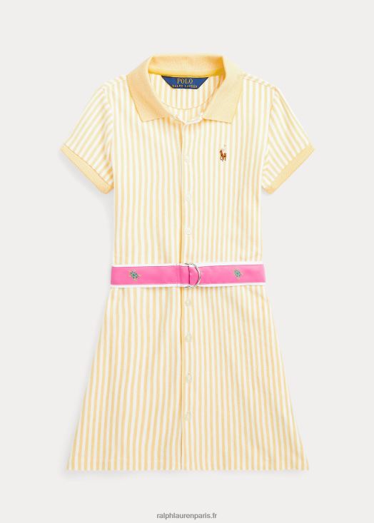 robe polo en maille oxford à rayures et à ceinture 46T60T7372 enfants Ralph Lauren maïs jaune