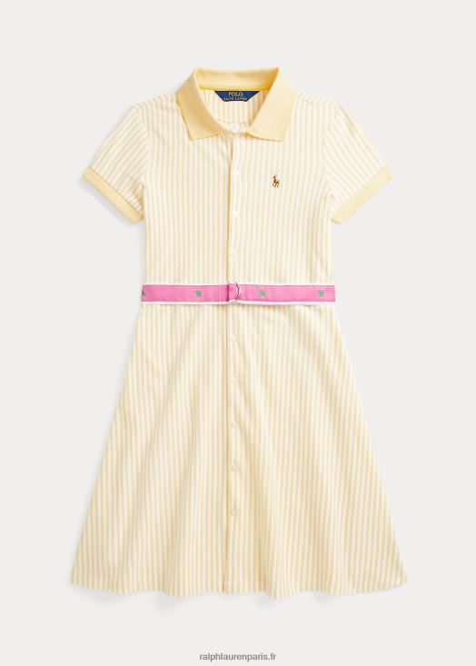 robe polo en maille oxford à rayures et à ceinture 46T60T7522 enfants Ralph Lauren maïs jaune