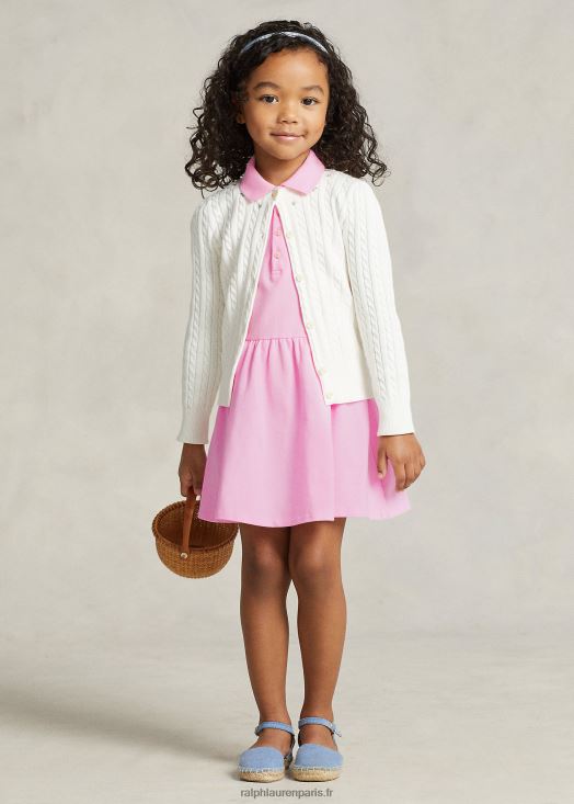 robe polo en maille stretch 46T60T6716 enfants Ralph Lauren rose carmel