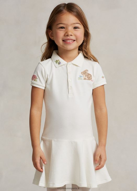 robe polo en maille stretch bunny 46T60T6729 enfants Ralph Lauren lavage de pont blanc