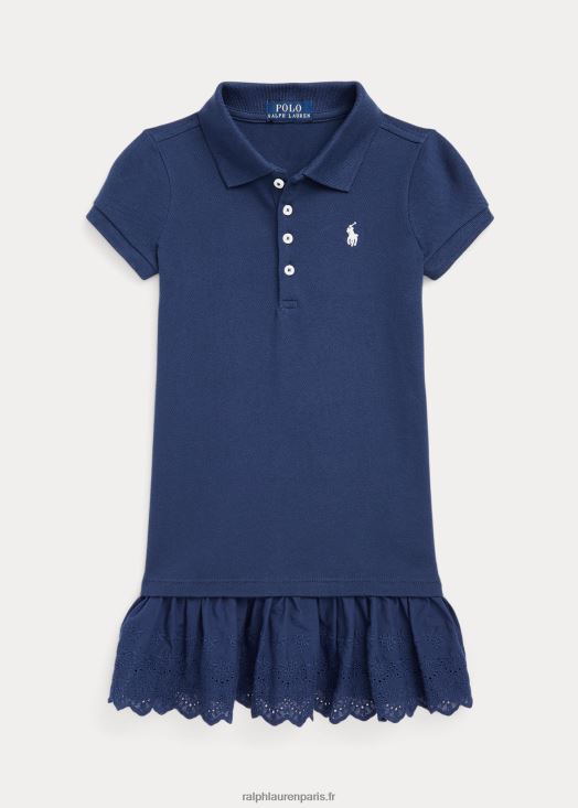 robe polo en maille stretch à œillets 46T60T7394 enfants Ralph Lauren marine rustique