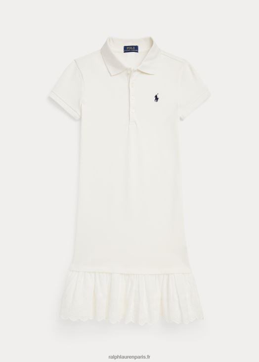 robe polo en maille stretch à œillets 46T60T7558 enfants Ralph Lauren lavage de pont blanc