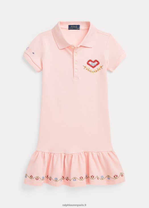 robe polo en résille brodée 46T60T7404 enfants Ralph Lauren sable rose