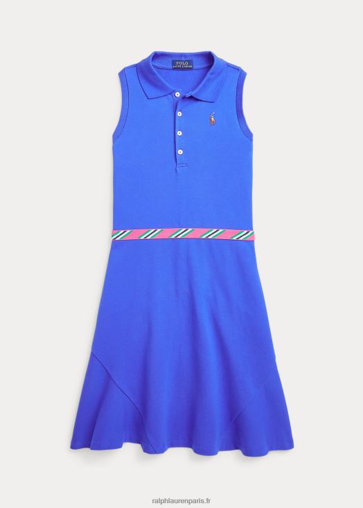 robe polo en résille stretch à bords en gros-grain 46T60T6958 enfants Ralph Lauren nouvel iris