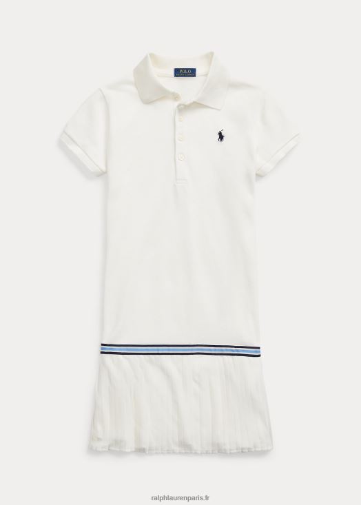 robe polo plissée en résille stretch 46T60T7175 enfants Ralph Lauren lavage de pont blanc