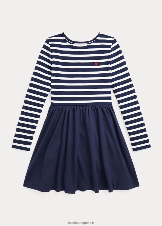 robe rayée en point de Rome stretch 46T60T7569 enfants Ralph Lauren rl marine/deckwash blanc