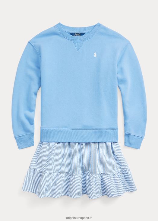 robe sweat en polaire et seersucker 46T60T7142 enfants Ralph Lauren bleu de l'île du port