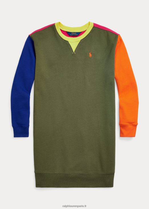 robe-sweat-shirt spa color-block en éponge 46T60T7107 enfants Ralph Lauren sauge noire