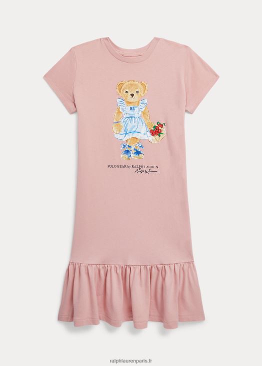 robe t-shirt en jersey de coton polo bear 46T60T7057 enfants Ralph Lauren rose des adirondacks