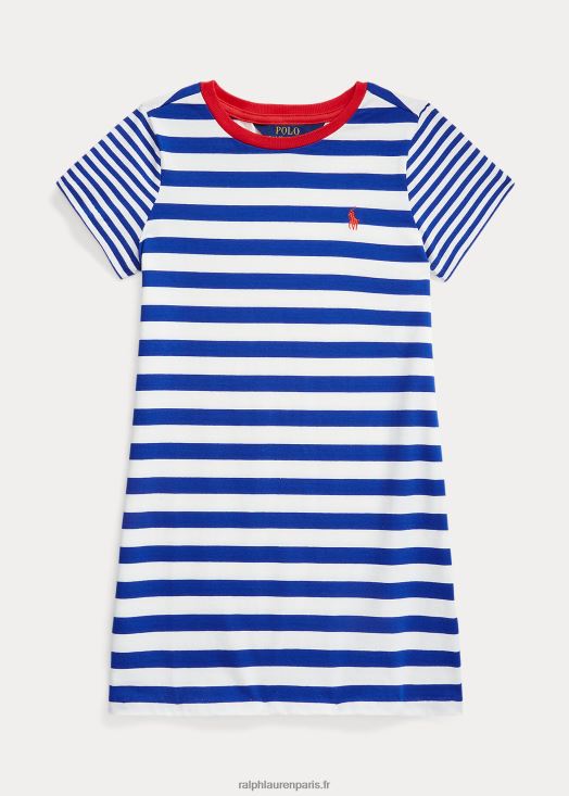 robe t-shirt en jersey de coton rayé 46T60T6797 enfants Ralph Lauren étoile saphir