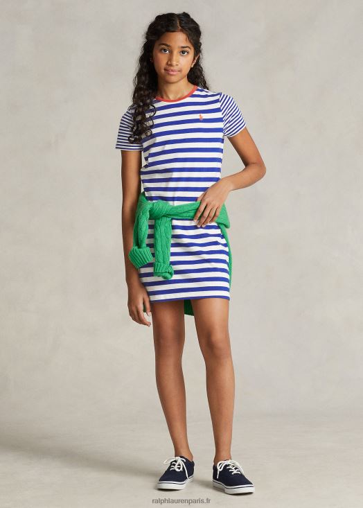 robe t-shirt en jersey de coton rayé 46T60T7049 enfants Ralph Lauren étoile saphir