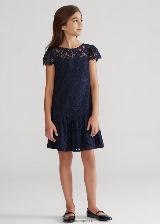 robe taille basse en dentelle 46T60T7510 enfants Ralph Lauren marine raffinée