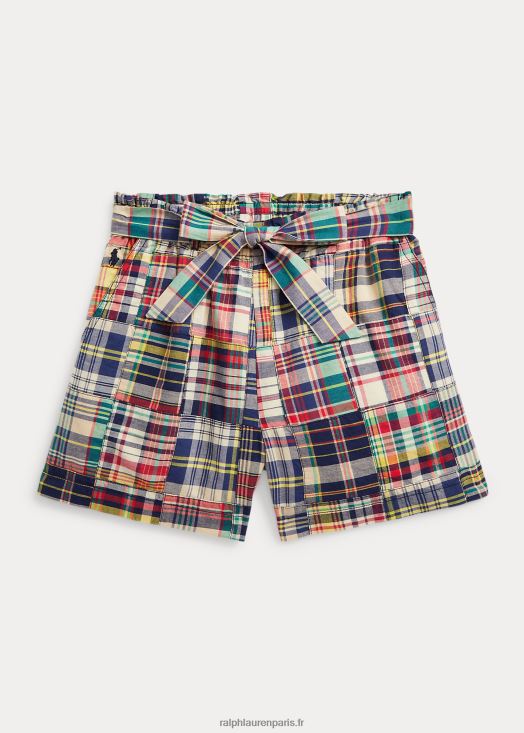 short ceinturé patchwork madras paperbag 46T60T7115 enfants Ralph Lauren patchwork 3247 madras
