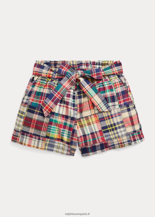 short ceinturé patchwork madras paperbag 46T60T9948 enfants Ralph Lauren madras patchwork