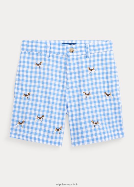 short coupe droite à carreaux flex abrasion 46T60T5832 enfants Ralph Lauren vichy bleu