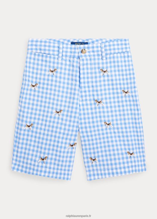 short coupe droite à carreaux flex abrasion 46T60T6189 enfants Ralph Lauren vichy bleu