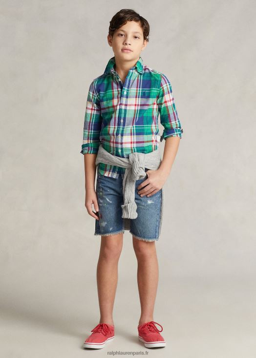 short en jean slim sullivan à éclaboussures de peinture 46T60T5997 enfants Ralph Lauren laver les heins