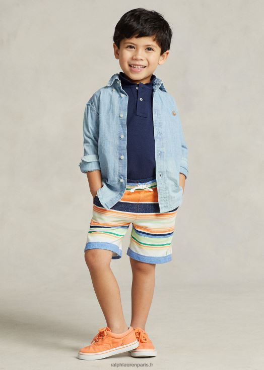 short en maille de coton à rayures 46T60T5631 enfants Ralph Lauren paradis rayure orange