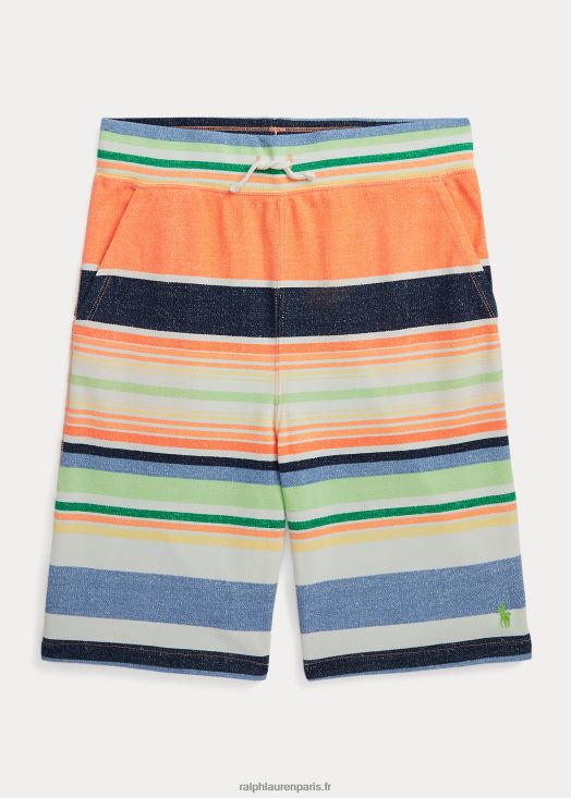 short en maille de coton à rayures 46T60T6111 enfants Ralph Lauren paradis rayure orange