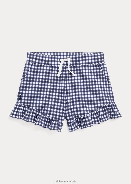 short en maille stretch à volants vichy 46T60T7187 enfants Ralph Lauren vichy bleu
