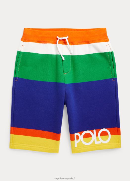 short en molleton à rayures logo 46T60T6126 enfants Ralph Lauren voile orange multi