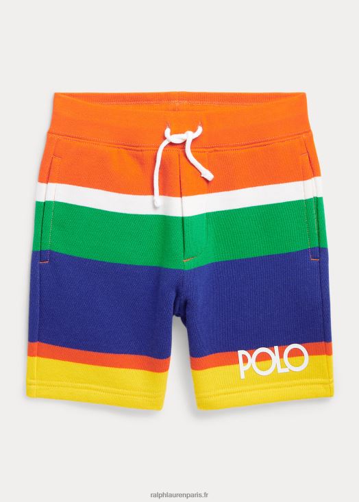 short en molleton à rayures logo 46T60T9769 enfants Ralph Lauren voile orange multi